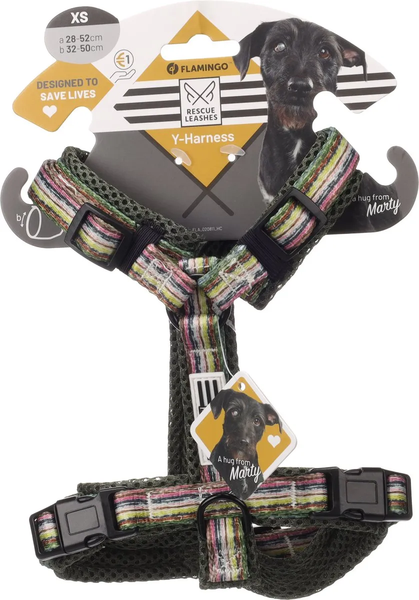 Flamingo Y-vorm Harnas Hond - Emerald Groen - XS