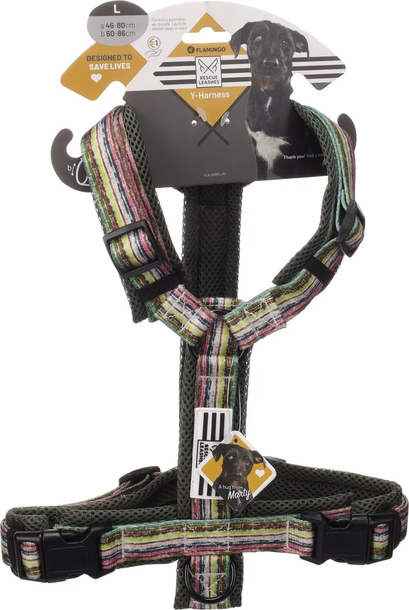 Flamingo Hond Harnas Y-vorm Emerald Groen - Maat L 46-80cm