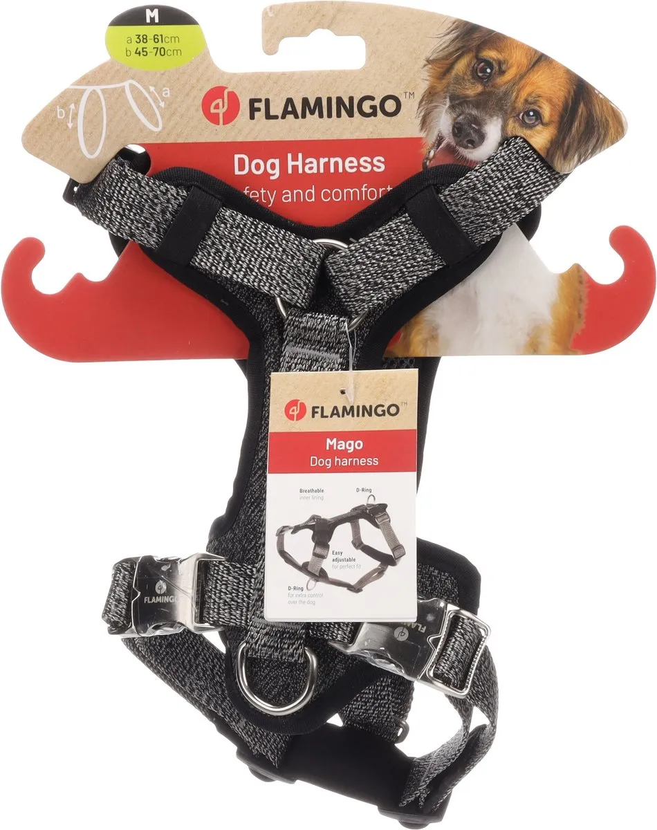 Flamingo Mago Hondenharnas - Donkergrijs M