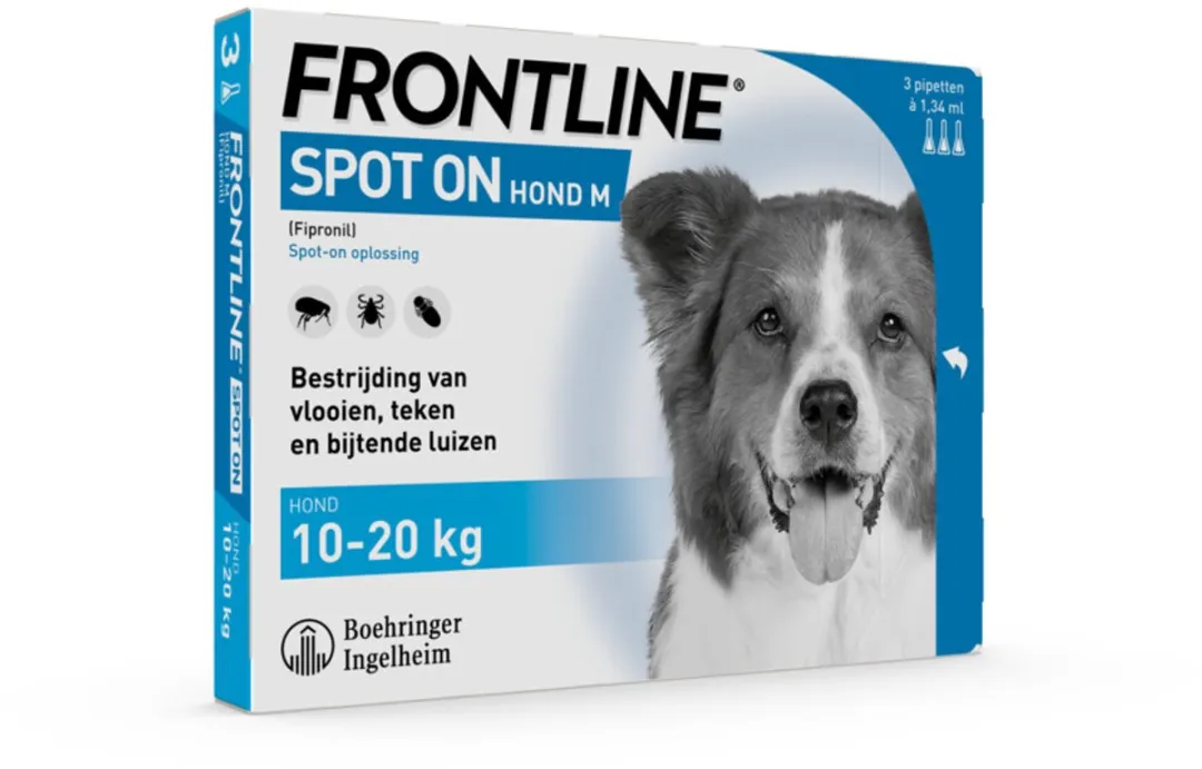 Frontline Spot On Anti Vlooien & Teken Hond M 10-20kg - 2x3 Pipetten