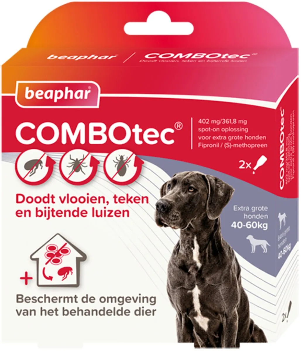 Beaphar Combotec Anti Teken- en Vlooiendruppels Hond 40-60 kg - 2 Pipetten
