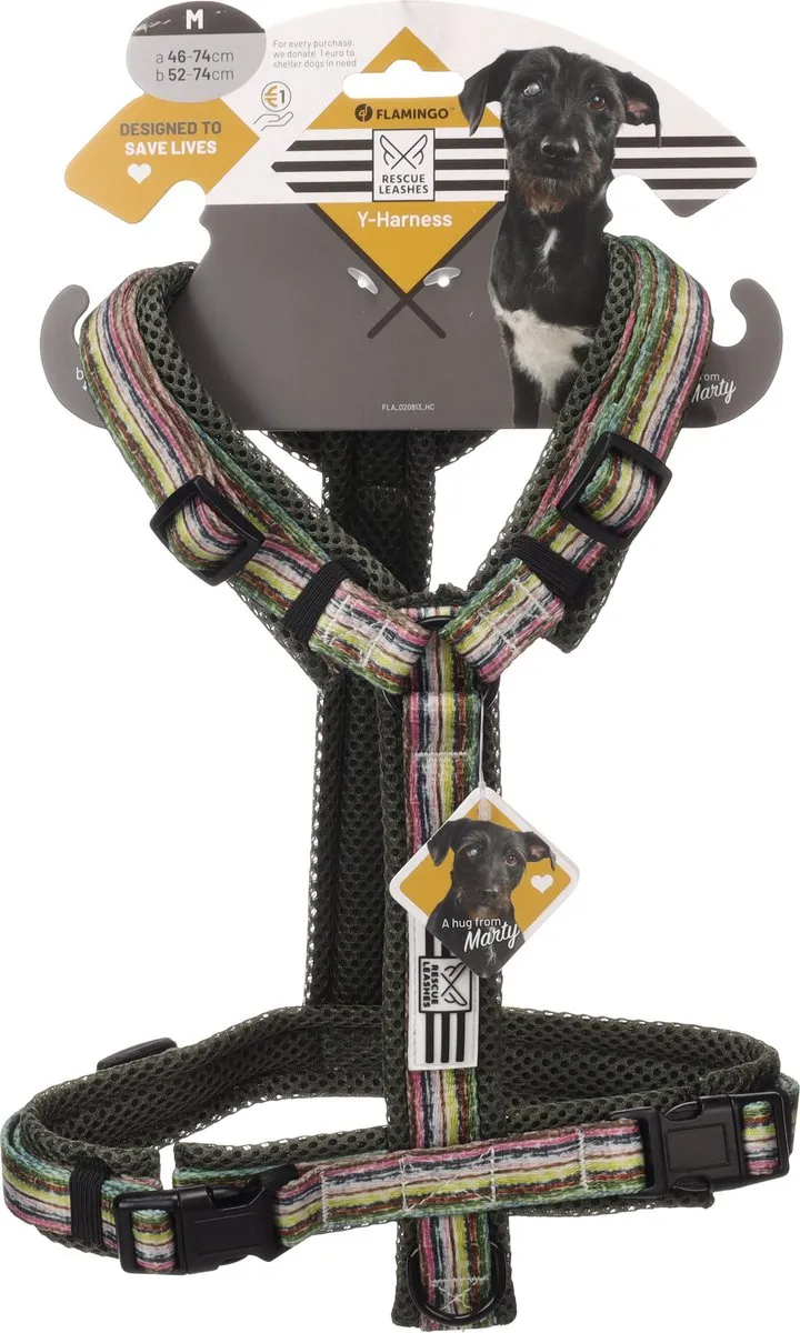 Flamingo Y-vorm Harnas Hond - M - 46-74cm - Emerald Groen