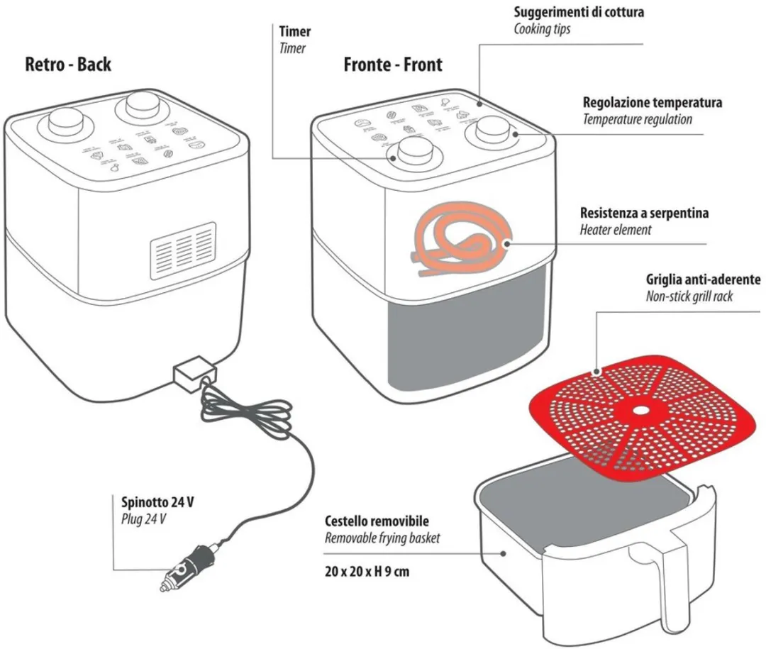 Lampa Airfryer 4L 250W - Zwart