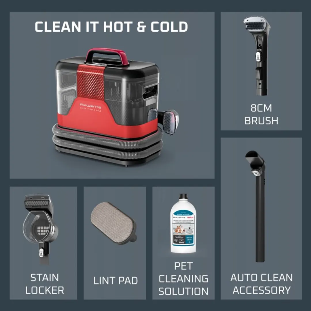 Rowenta Clean-it IN7020 Vlekkenreiniger Hot & Cold 1150W - Antraciet