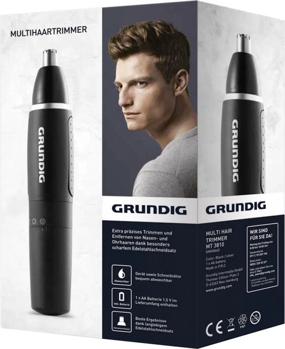 Grundig MT3810 Multi-Trimmer - Oor/Neus/Wenkbrauw - Zwart