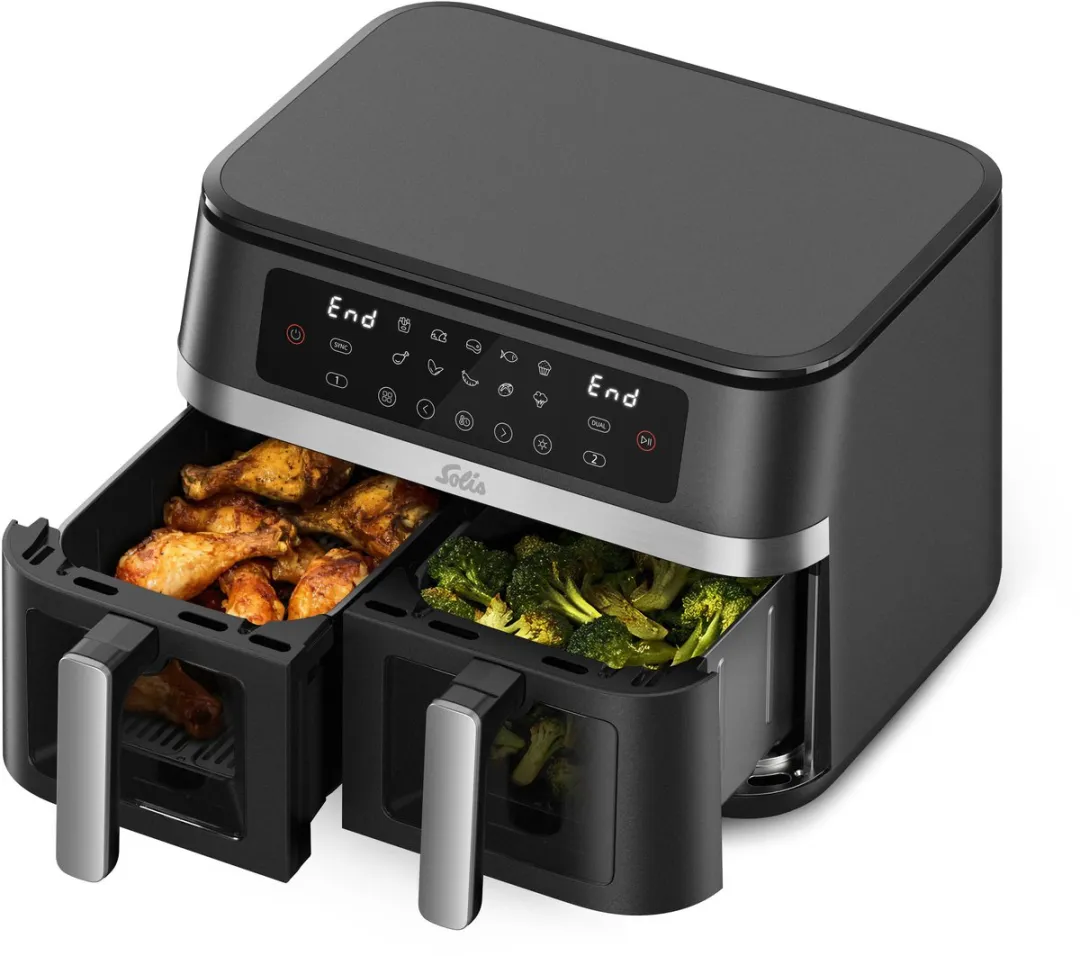 Solis Air Fryer Duo 2200W - 11L - 10 Programma's - Zwart