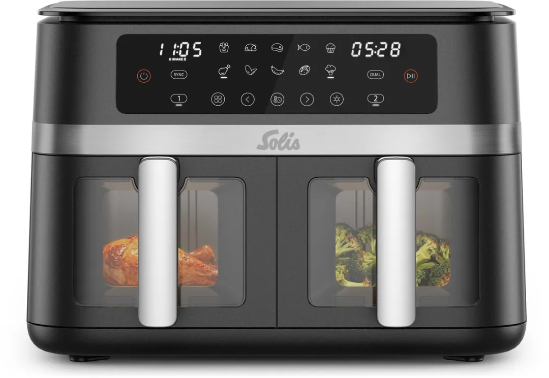 Solis Air Fryer Duo 2200W - 11L - 10 Programma's - Zwart