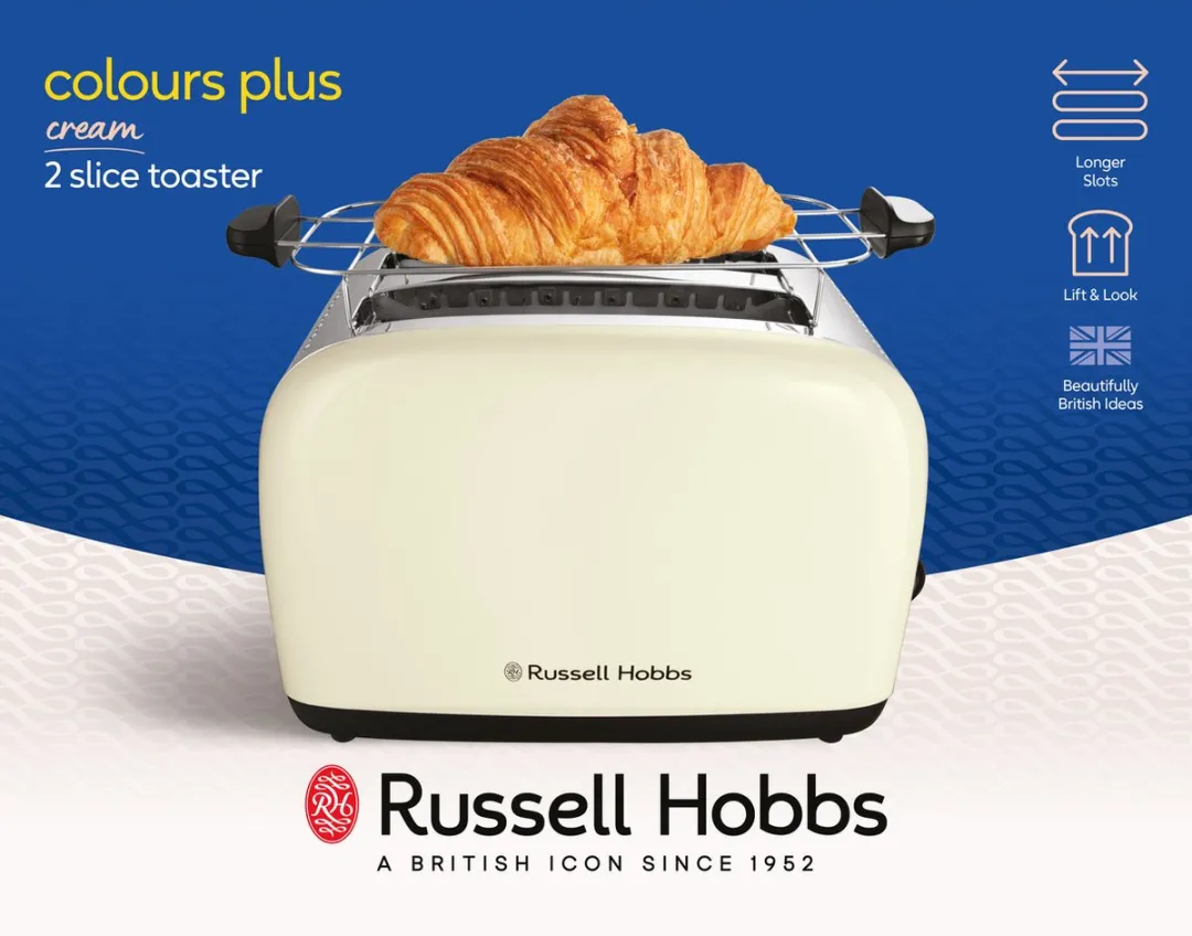 Russell Hobbs Colours Plus Broodrooster 26551-56 - 2 Snacks - 1670W - Crème - afbeelding 6 van 6