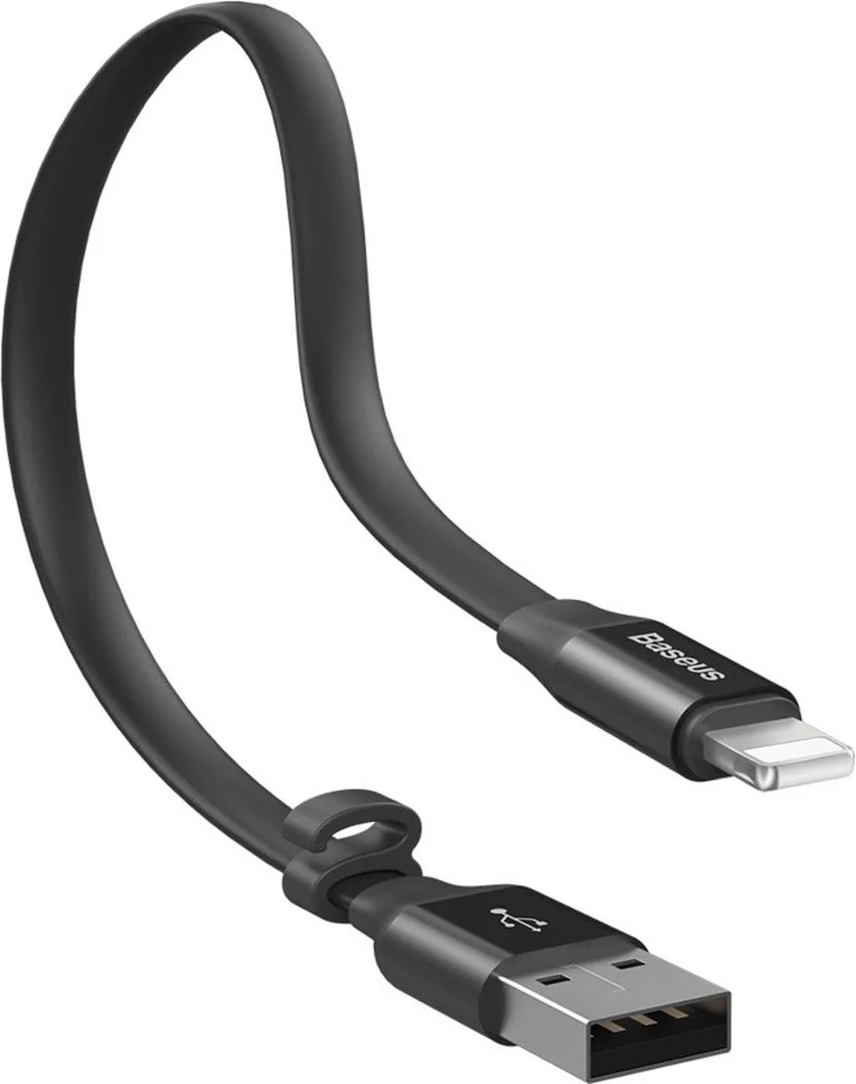 Baseus Nimble CALMBJ-B01 USB/Lightning Kabel 2A - 0,23m - Zwart