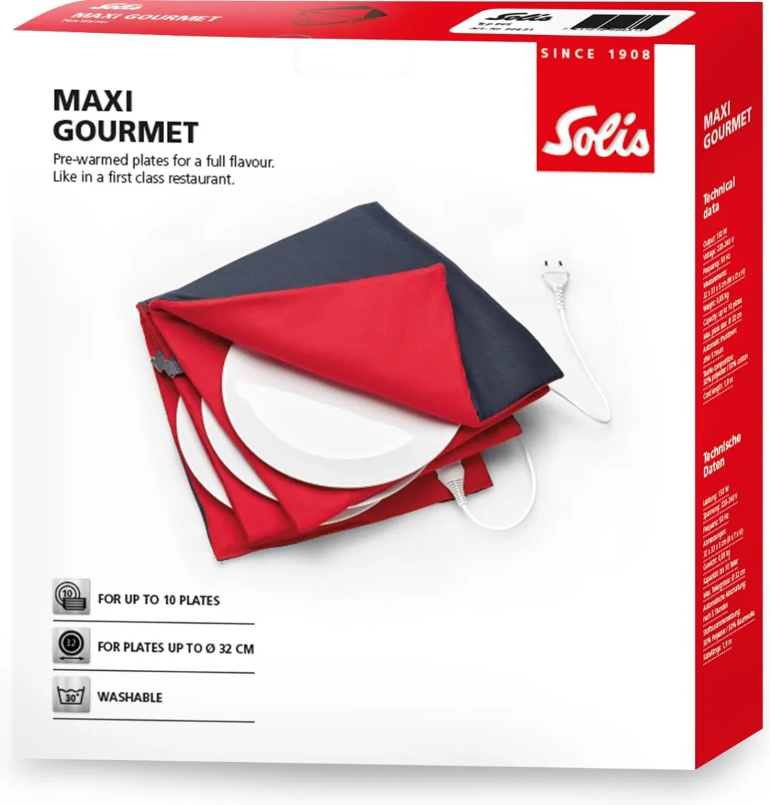 Solis Maxi Gourmet Bordenwarmer 865 906.31 - 220W - Rood/Antraciet