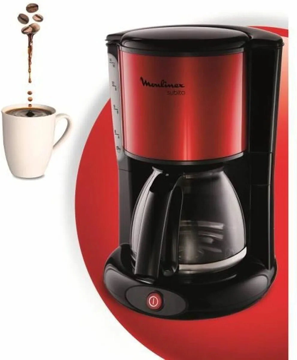 Moulinex Subito FG360D Koffiezetapparaat 15 Koppen - 1,25L - Zwart/Rood