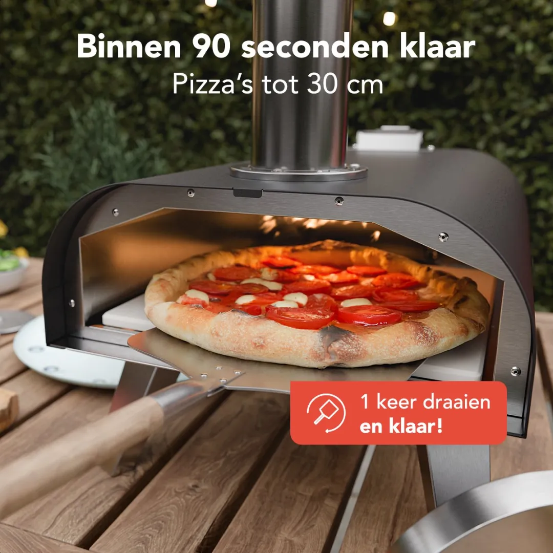 KitchenBrothers KB1004227 Houtgestookte Pizzaoven - 460°C - 30cm - Zwart