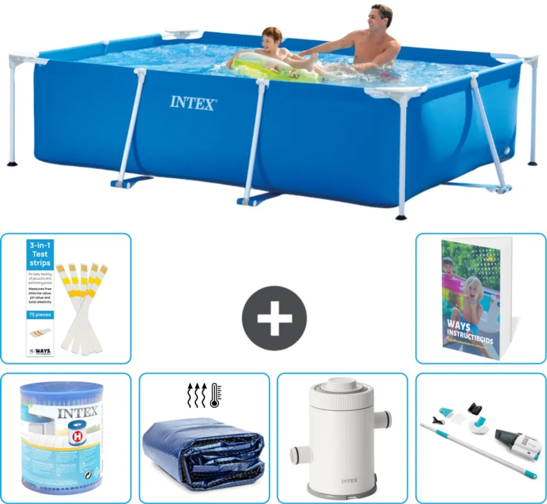 Intex Rechthoekig Frame Zwembad 260x160cm - Blauw - 7-delig