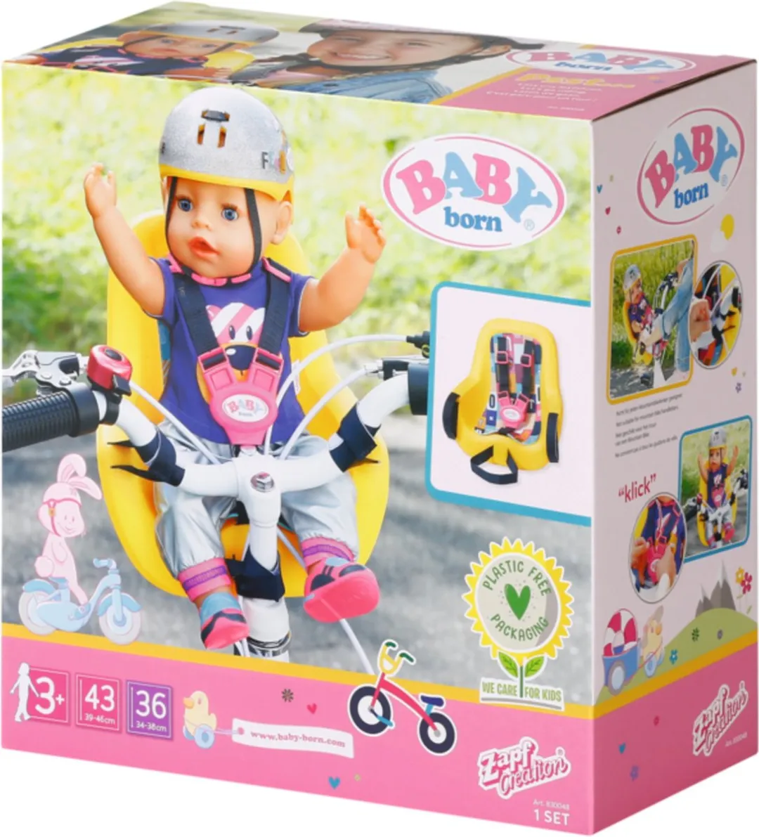 Baby Born Fietsstoeltje Geel 830048