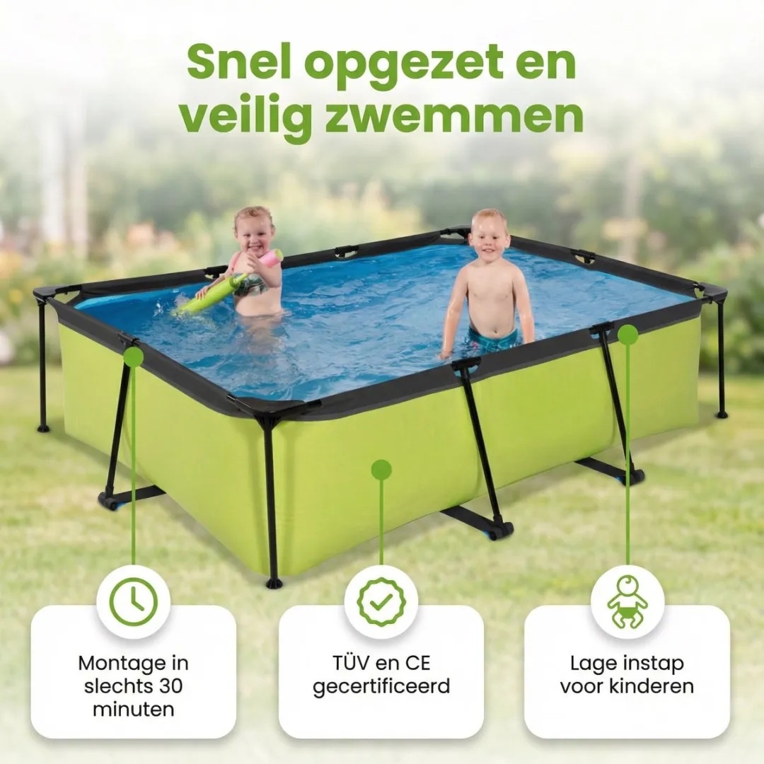 EXIT Toys Rechthoekig Zwembad 220x150x65cm - 1800L - 7-delig