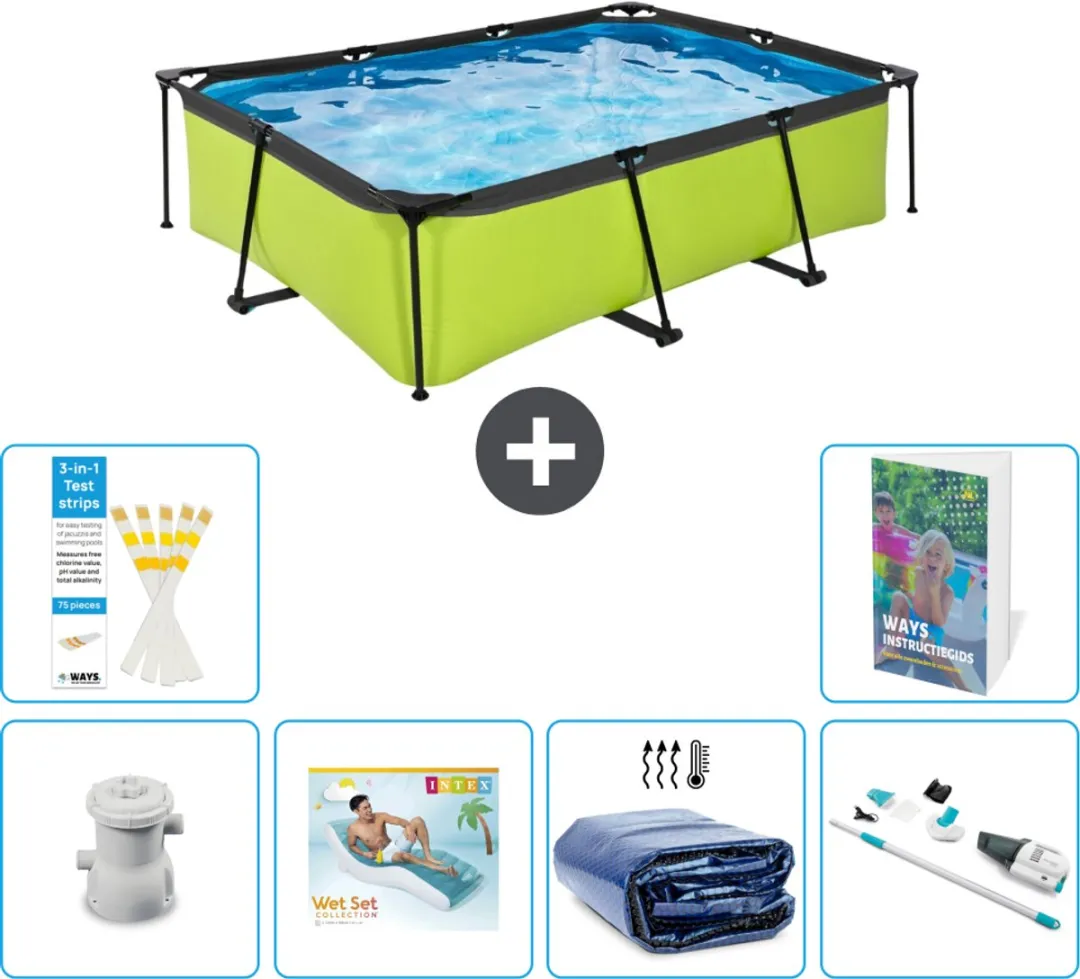 EXIT Toys Rechthoekig Zwembad 220x150x65cm - 1800L - 7-delig