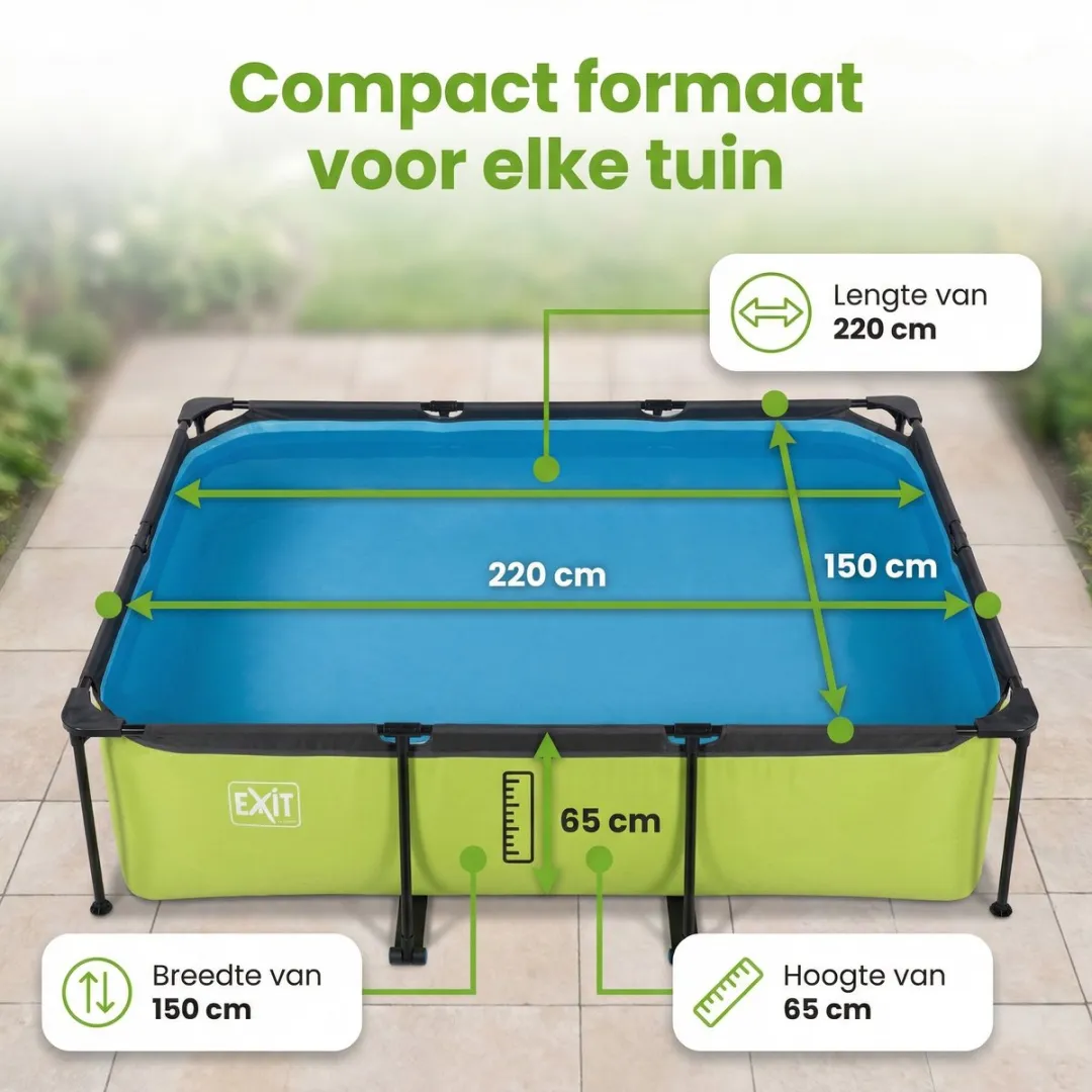 EXIT Toys Rechthoekig Zwembad 220x150x65cm - 1800L - 7-delig