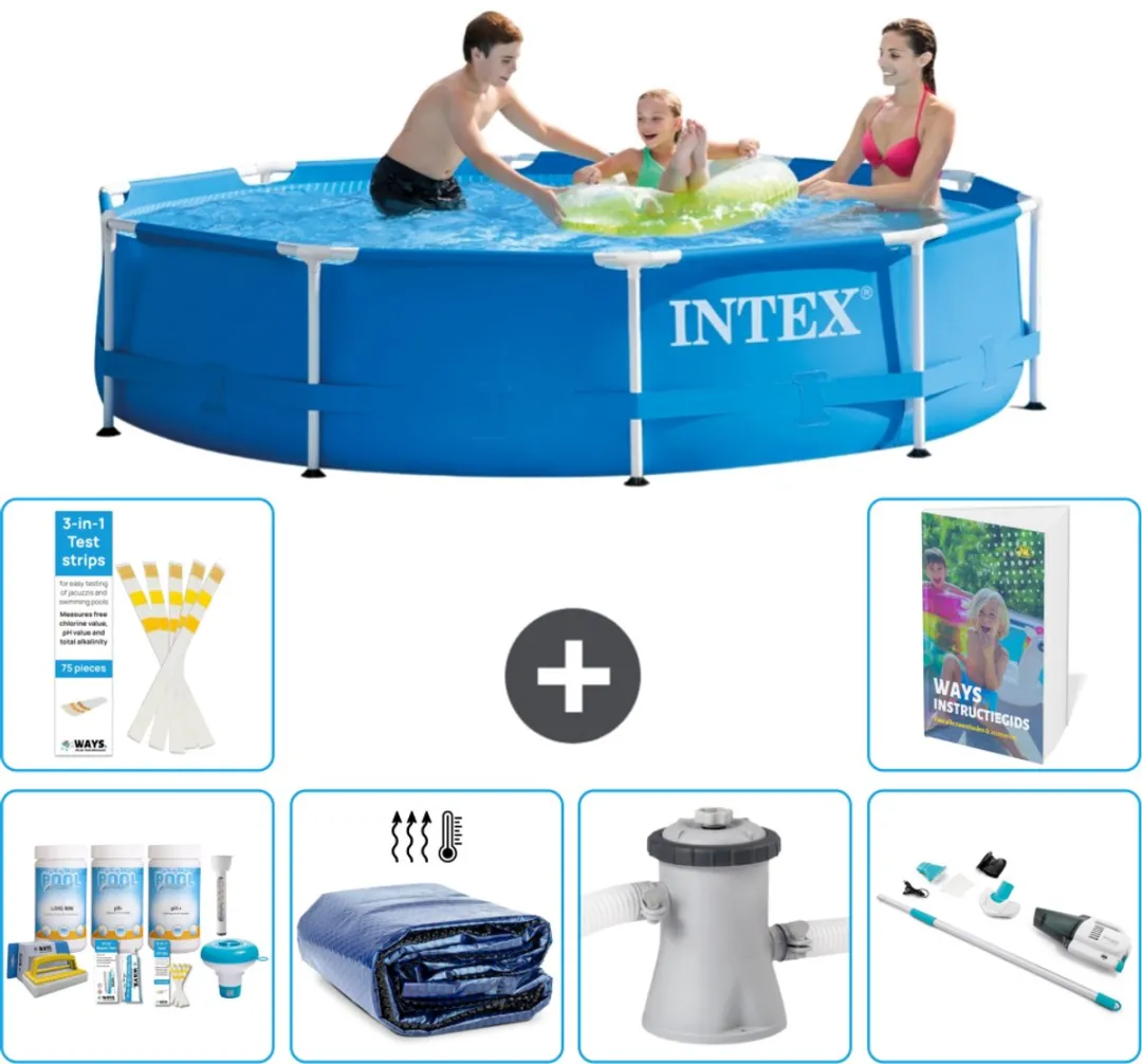 Intex 28200NP-Blauw Rond Frame Zwembad 305x76cm - Blauw - 7-delig - afbeelding 3 van 6