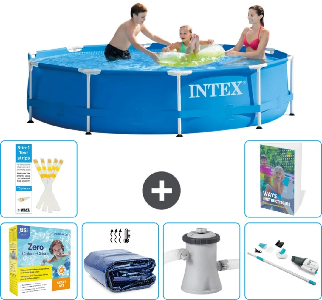 Intex 28200NP-Blauw Rond Frame Zwembad 305x76cm - Blauw - 7-delig - afbeelding 4 van 6