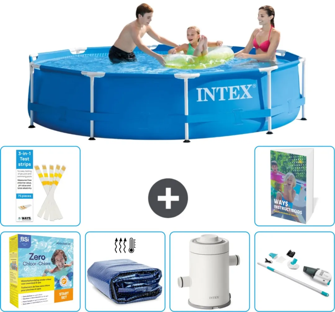 Intex 28200NP-Blauw Rond Frame Zwembad 305x76cm - Blauw - 7-delig - afbeelding 2 van 6
