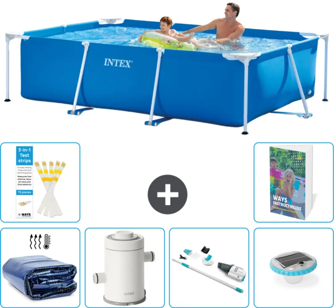 Intex Rechthoekig Frame Zwembad 260x160cm - Blauw - 7-delig