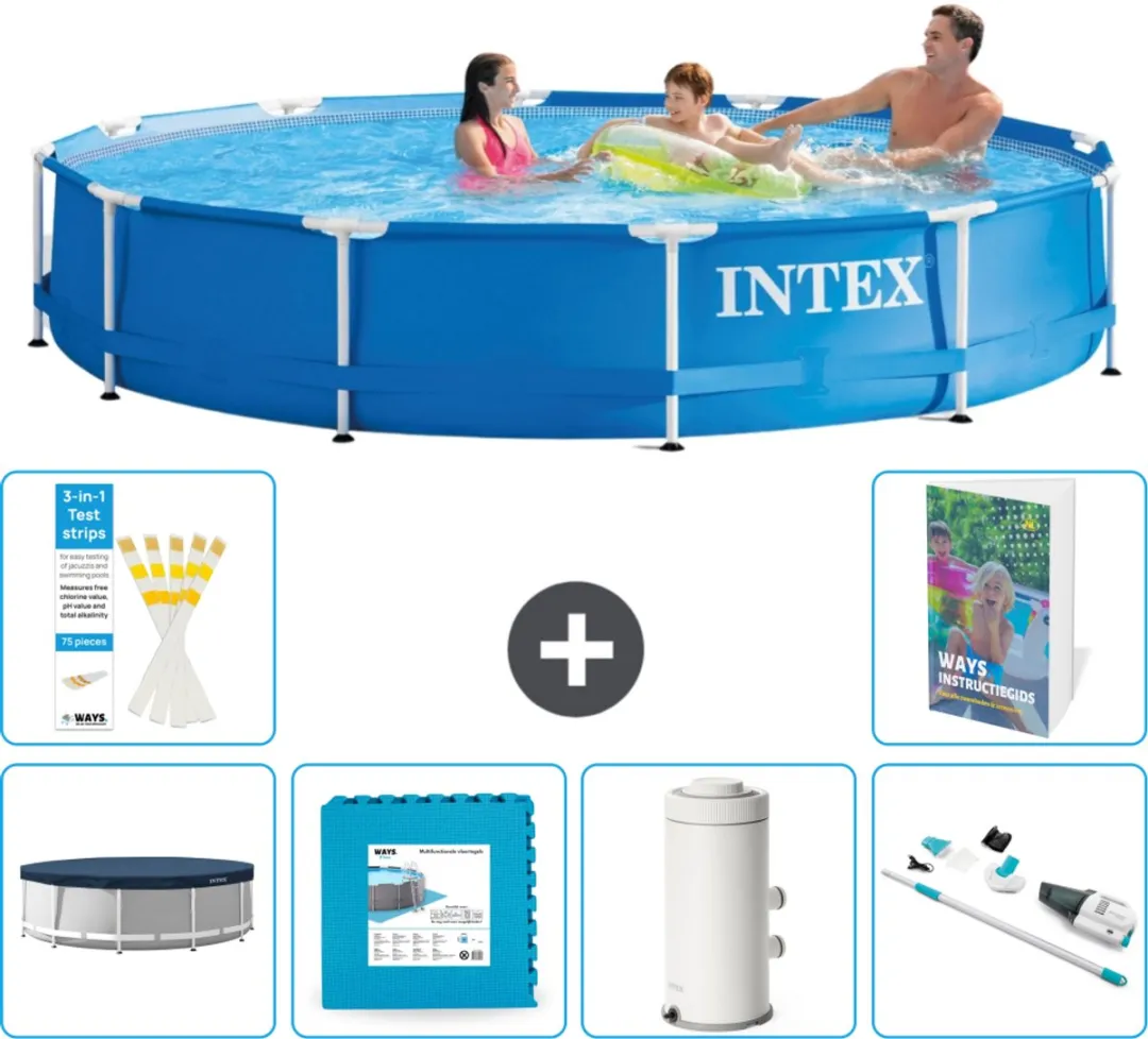 Intex 28210NP-Blauw Rond Frame Zwembad 366x76cm