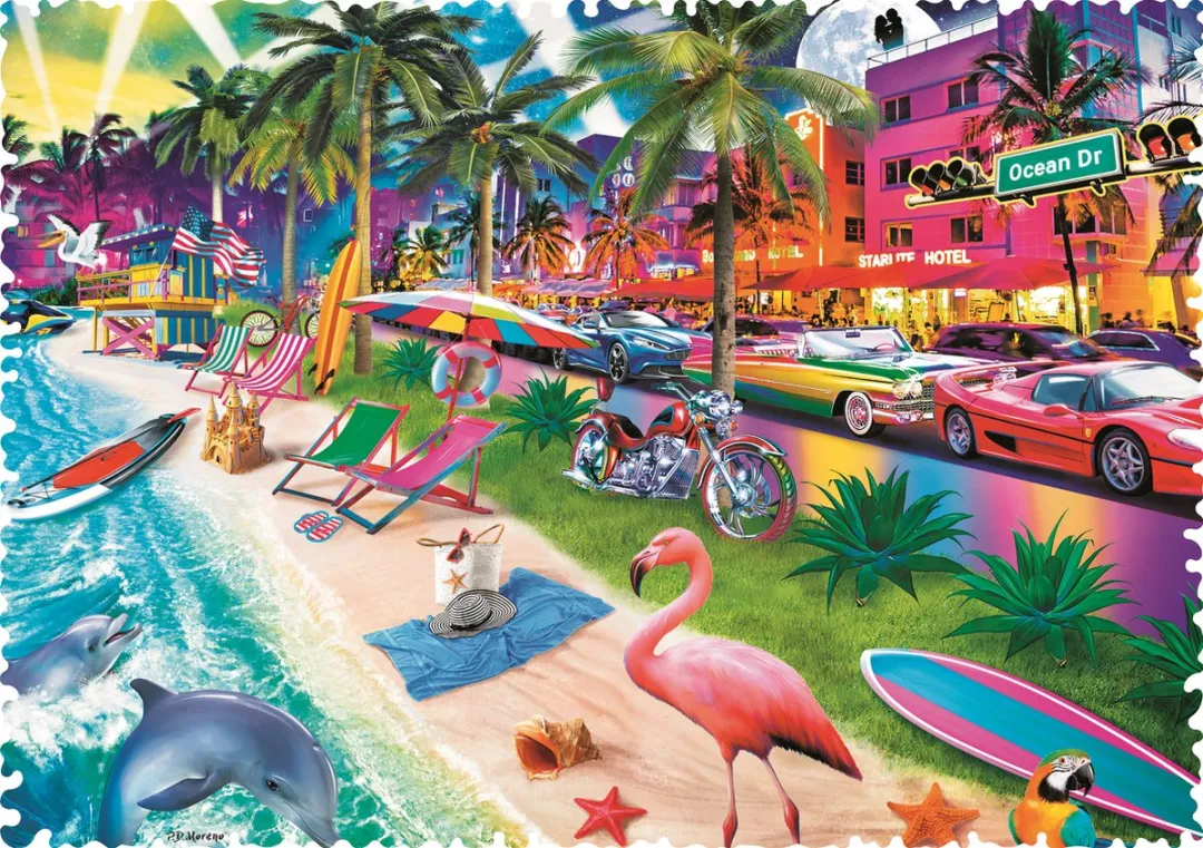 Trefl Puzzel 500 Stuks Miami Beach - Gekke Vormen Multicolor