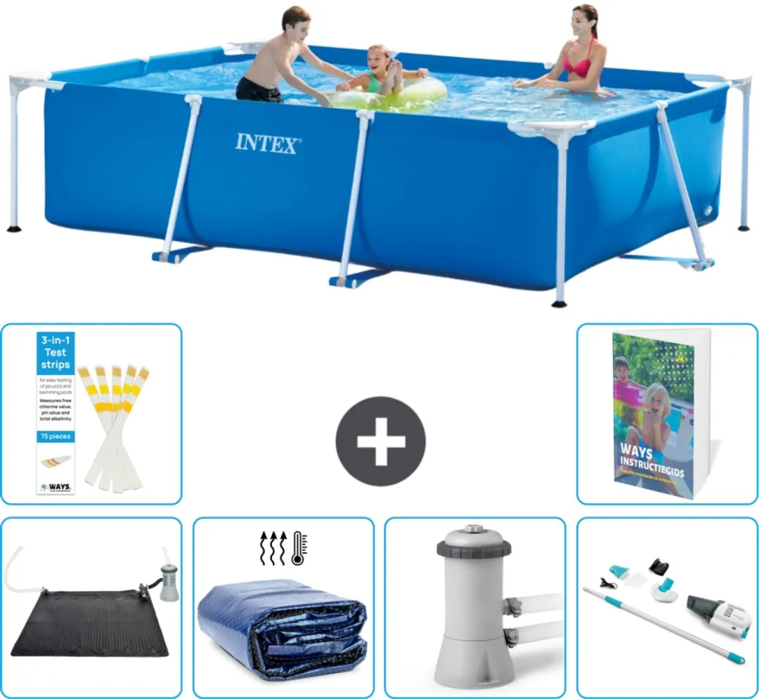 Intex Rechthoekig Frame Zwembad 300x200x75cm - Blauw - 7-delig