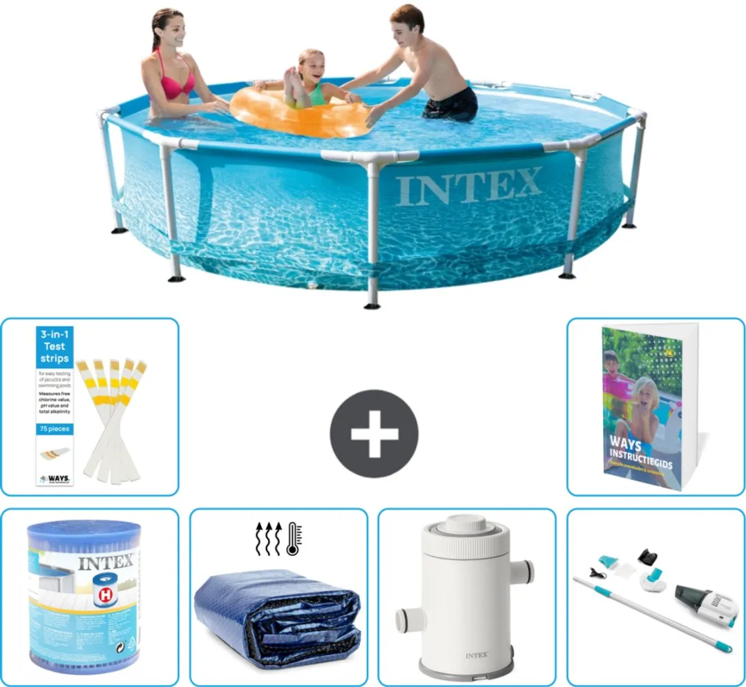 Intex 28206NP-Blauw Rond Frame Zwembad 305x76cm - 7-delig