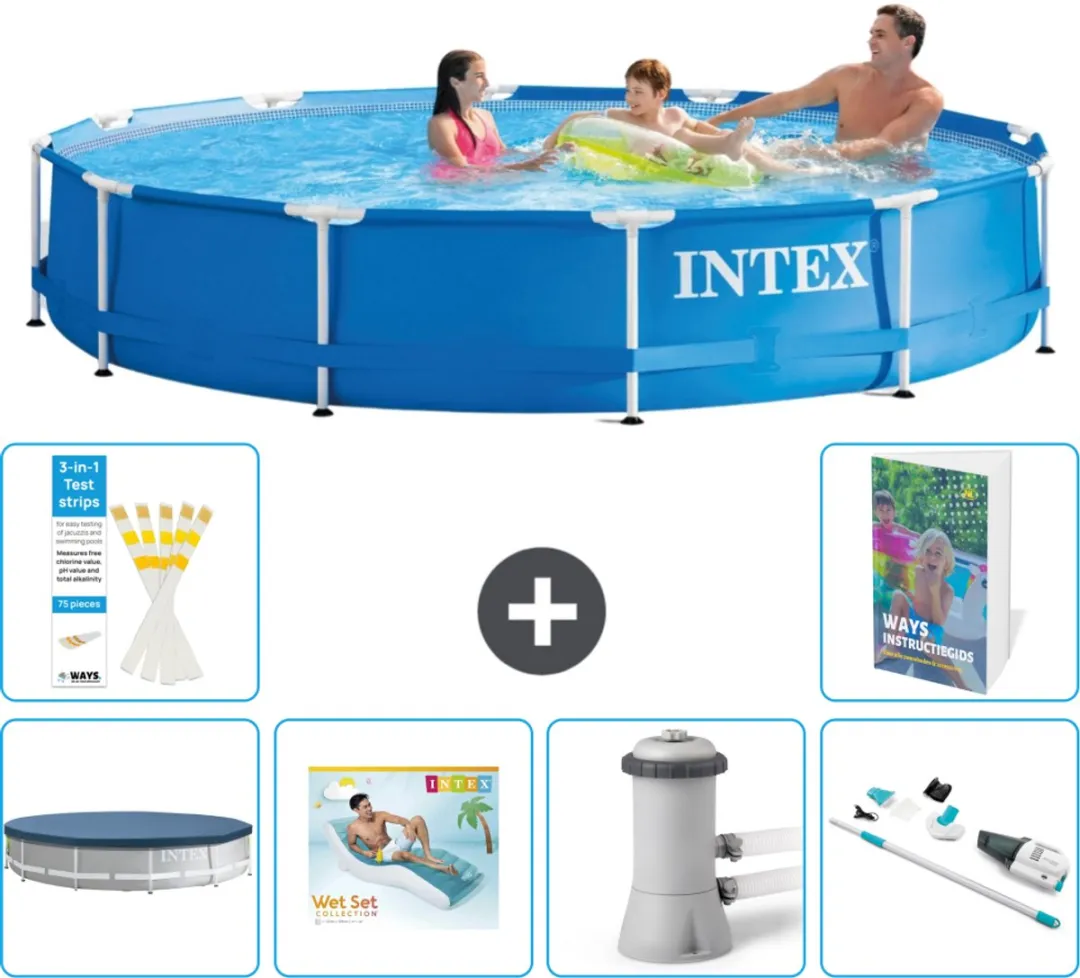 Intex 28210NP-Blauw Rond Frame Zwembad 366x76cm