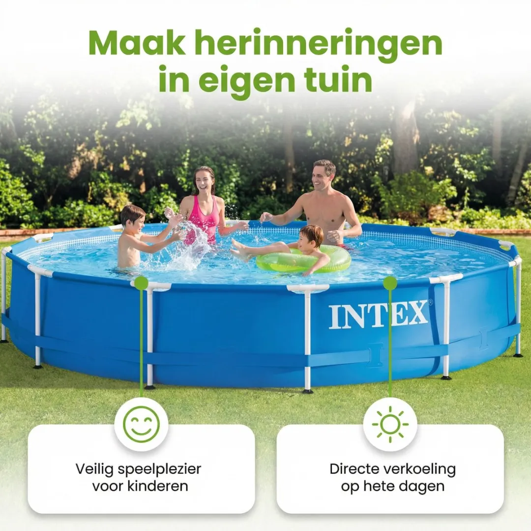 Intex 28210NP-Blauw Rond Frame Zwembad 366x76cm - Blauw
