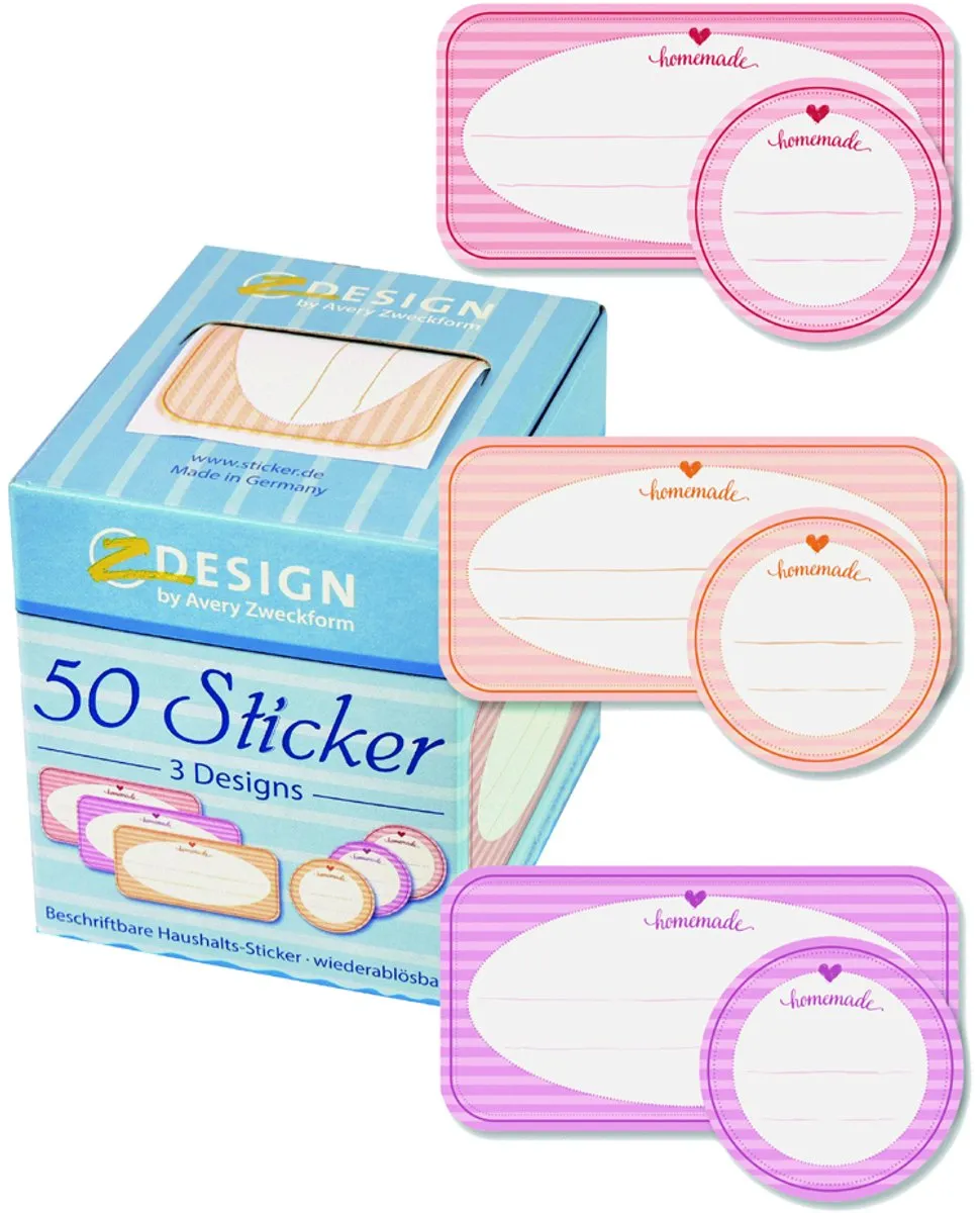 Avery AV-56819 Huishoud Stickers 'Homemade' - 50 Stuks - Multicolor