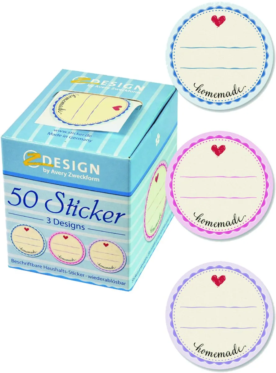 Avery AV-56819 Huishoud Stickers 'Homemade' - 50 Stuks - Multicolor