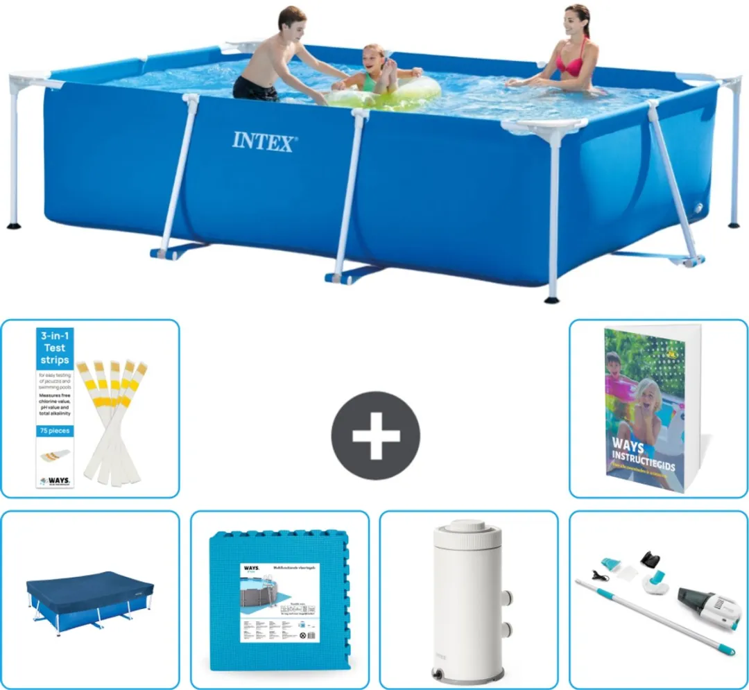 Intex Rechthoekig Frame Zwembad 300x200x75cm - Blauw - 7-delig