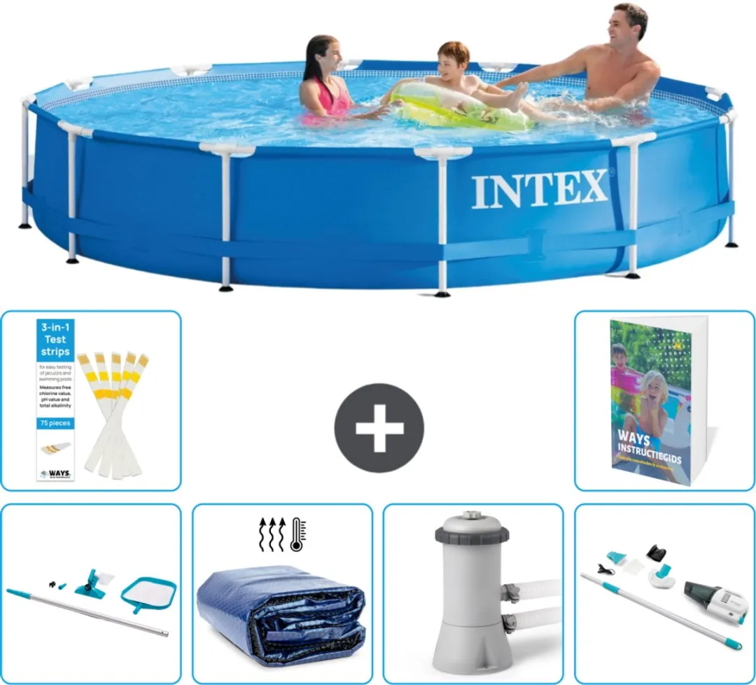Intex 28210NP-Blauw Rond Frame Zwembad 366x76cm