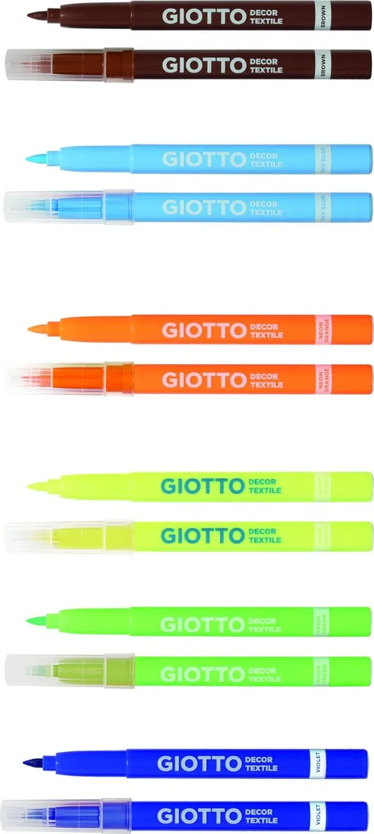 Creativ Company Giotto Decor Textielstift - 12 Stuks - Multicolor