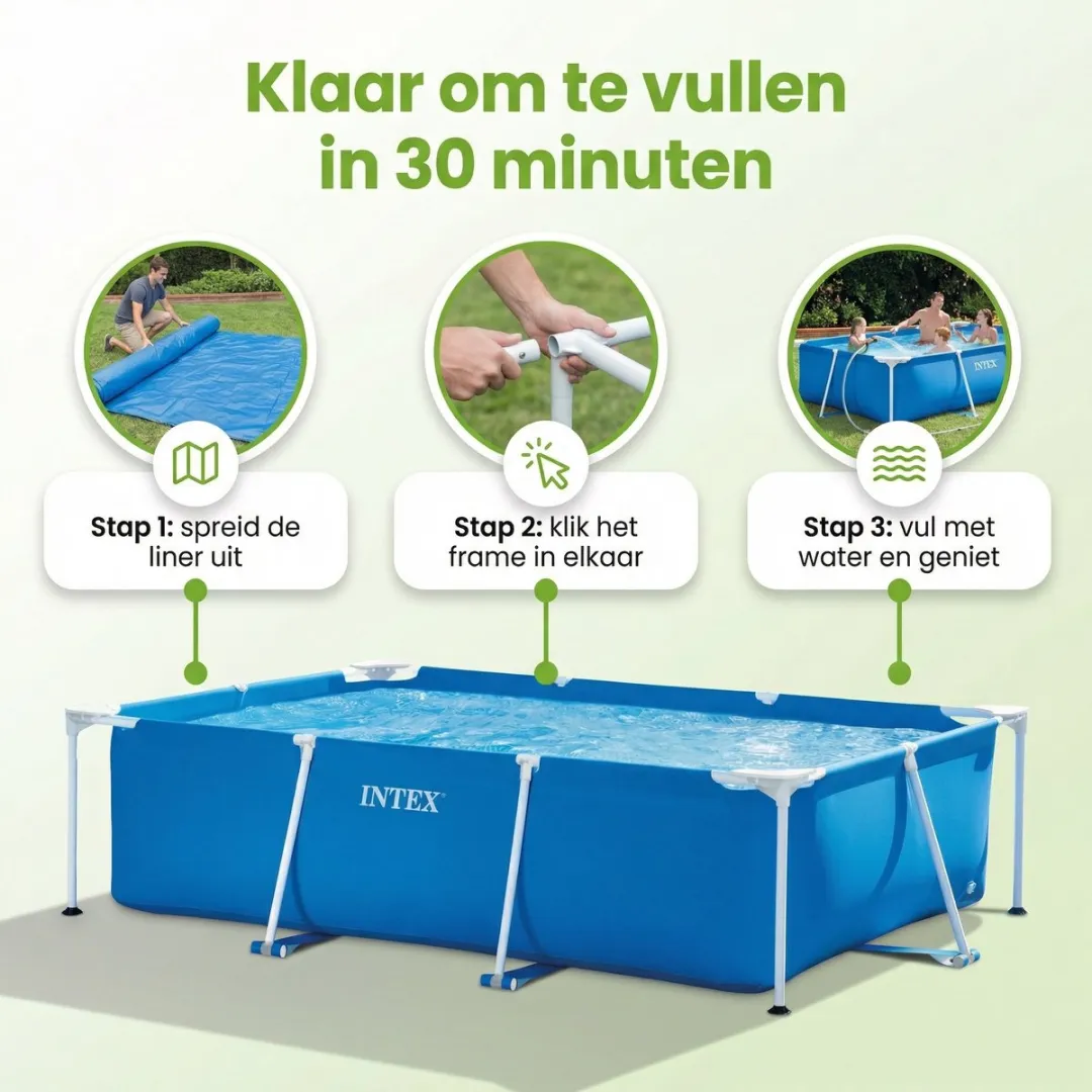 Intex 28271NP-Blauw Rechthoekig Frame Zwembad 260x160cm - Blauw