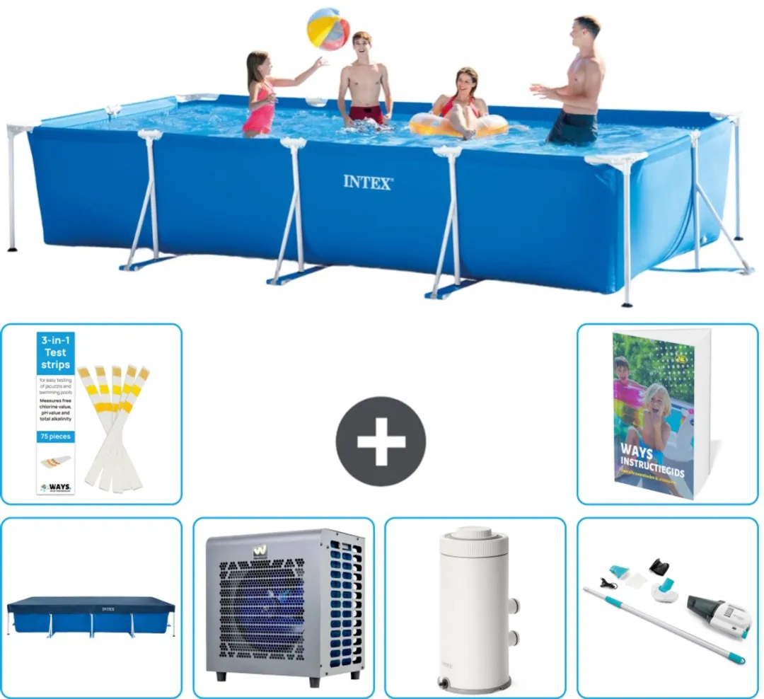 Intex Rechthoekig Frame Zwembad 450x220x84cm - Blauw - 7-delig