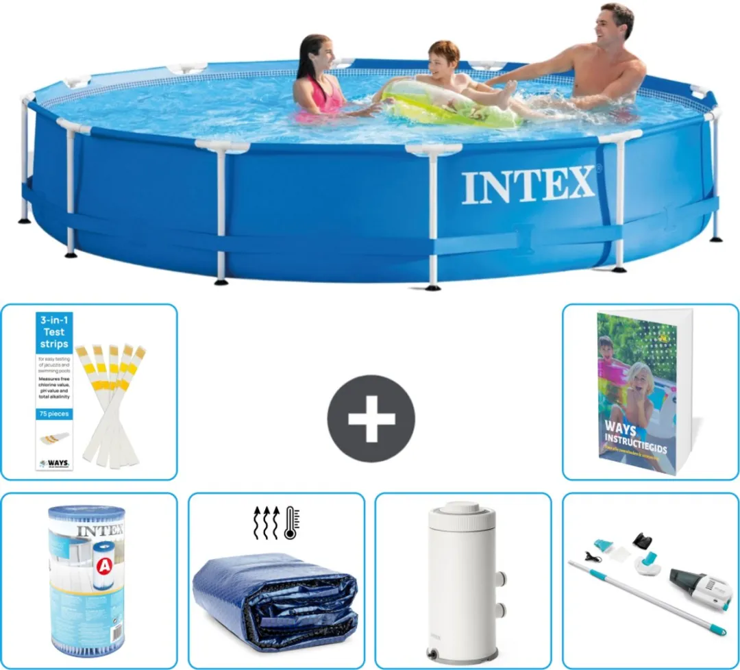 Intex 28210NP-Blauw Rond Frame Zwembad 366x76cm