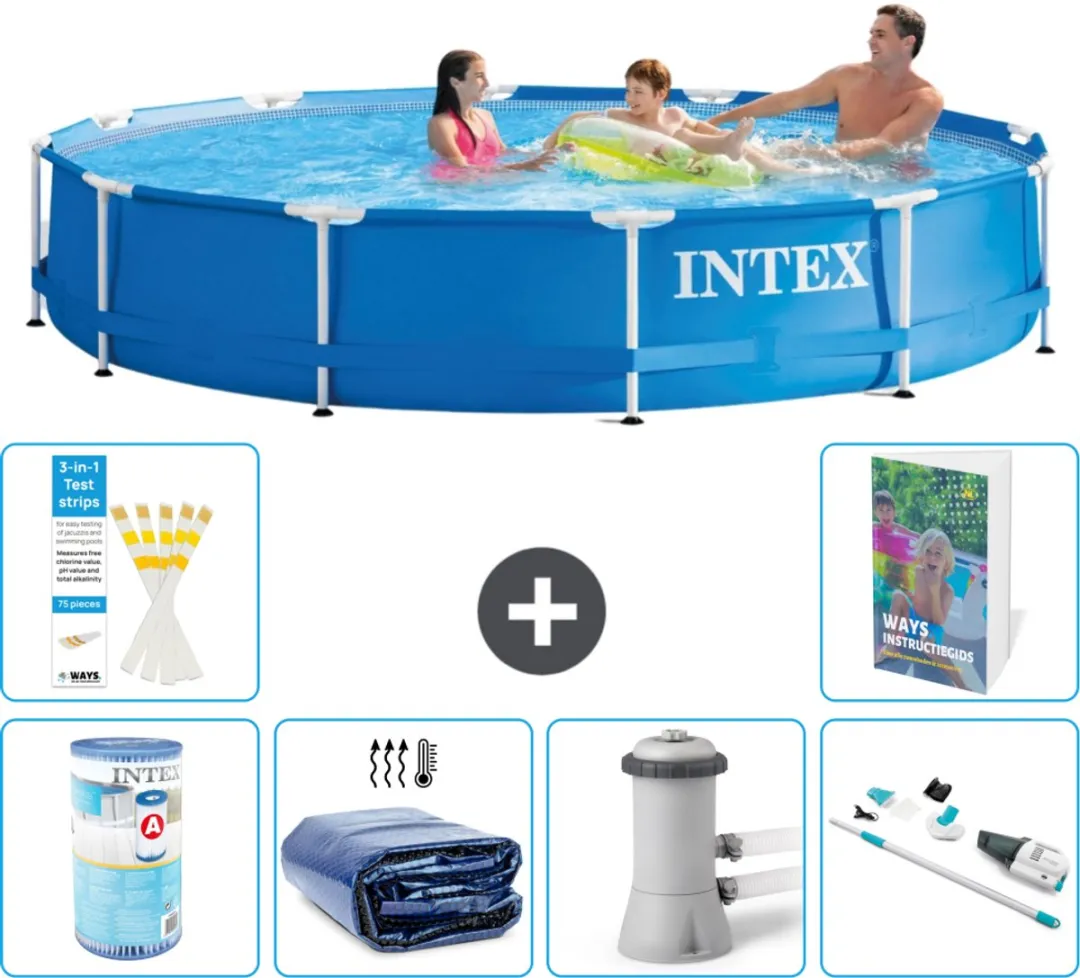 Intex 28210NP-Blauw Rond Frame Zwembad 366x76cm - Blauw - afbeelding 2 van 6