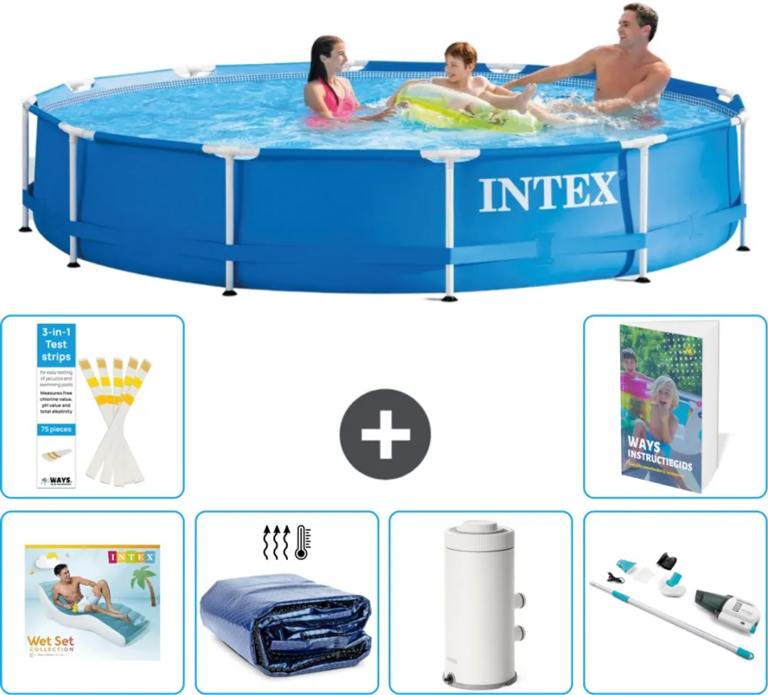 Intex 28210NP-Blauw Rond Frame Zwembad 366x76cm