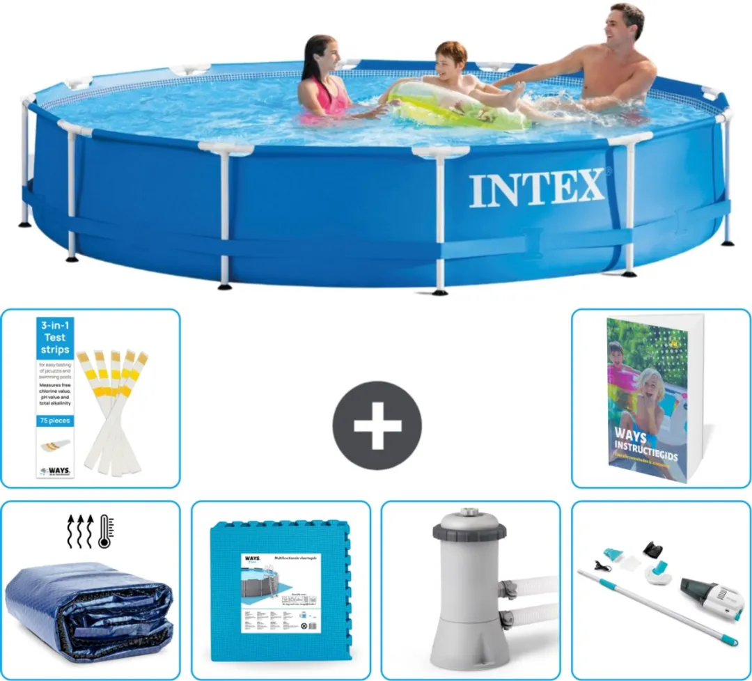 Intex 28210NP-Blauw Rond Frame Zwembad 366x76cm