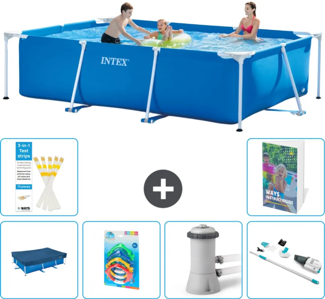 Intex Rechthoekig Frame Zwembad 300x200x75cm - Blauw - 7-delig