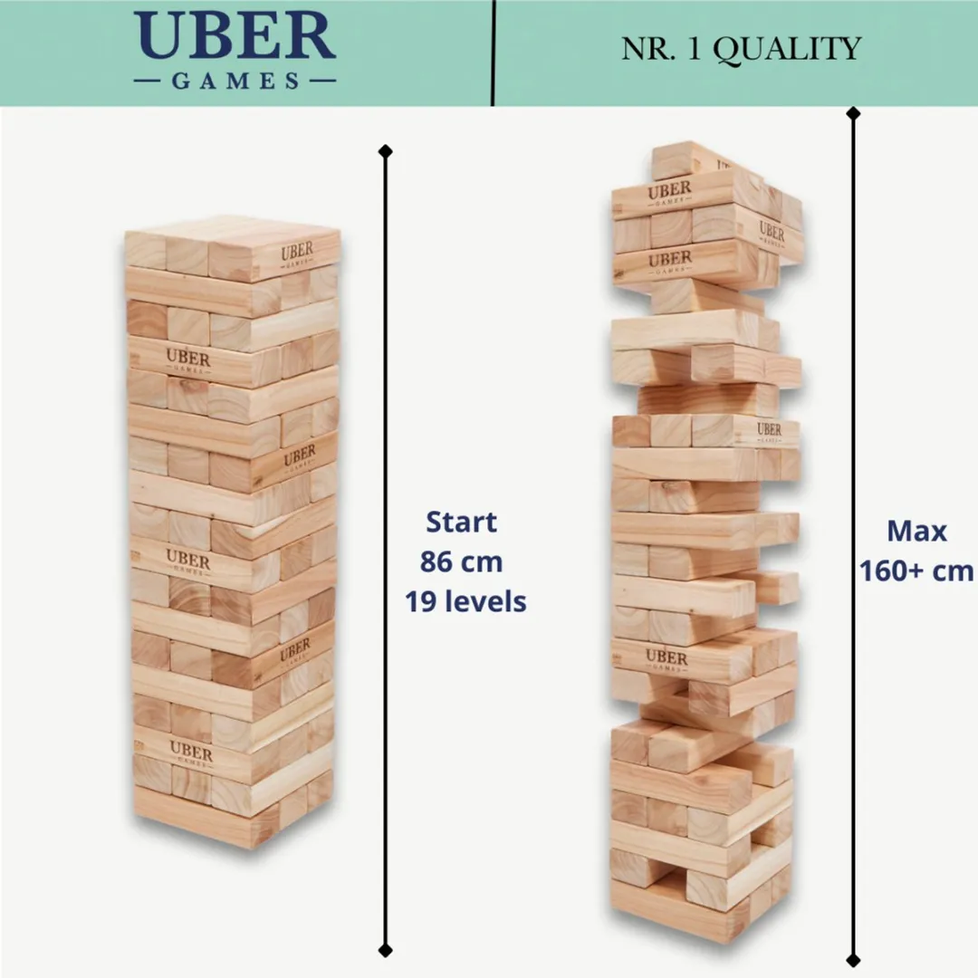 Ubergames Hardhouten Stapeltoren - 160+ cm - 21 kg
