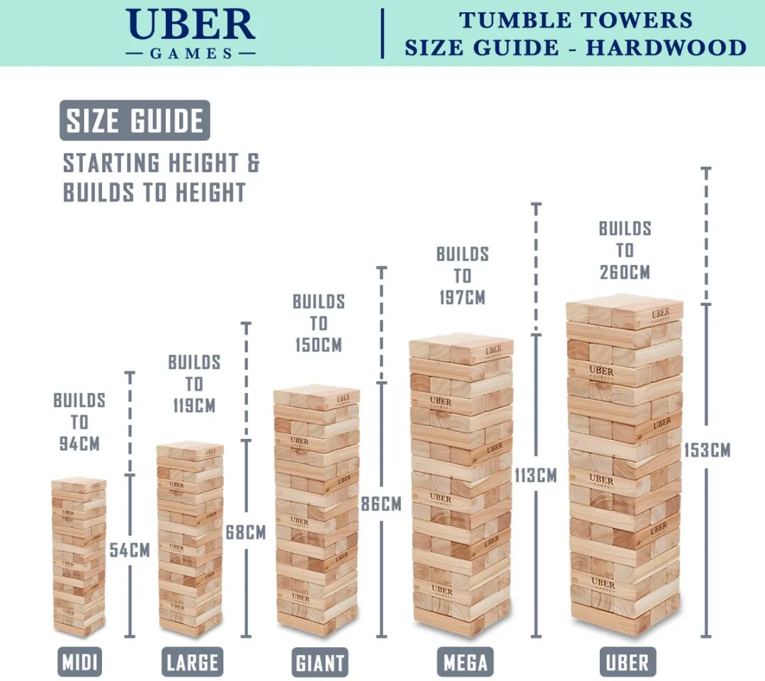 Ubergames Hardhouten Stapeltoren - 160+ cm - 21 kg