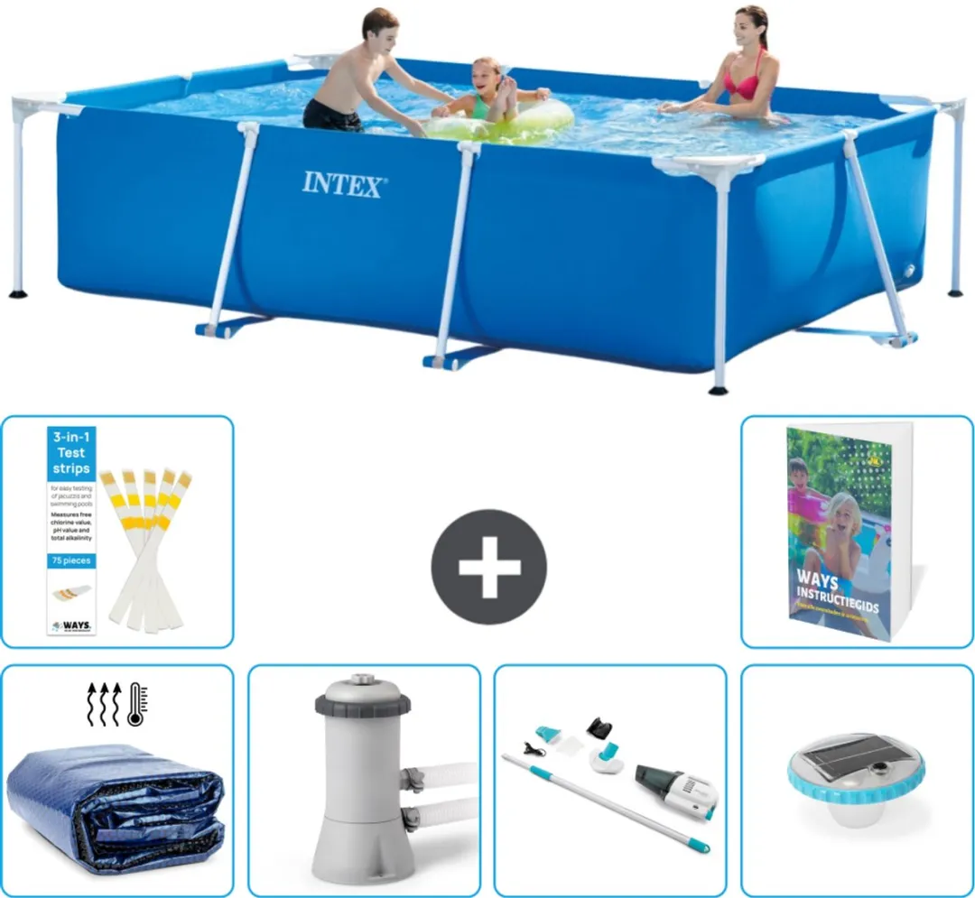 Intex Rechthoekig Frame Zwembad 300x200x75cm - Blauw - 7-delig