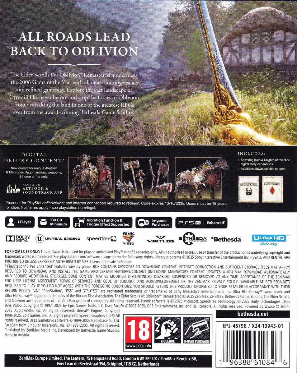 Bethesda The Elder Scrolls IV Oblivion Remastered Deluxe Edition