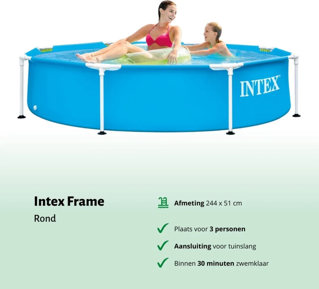 Intex 28205NP-Blauw Rond Frame Zwembad 244cm - 1828L Blauw