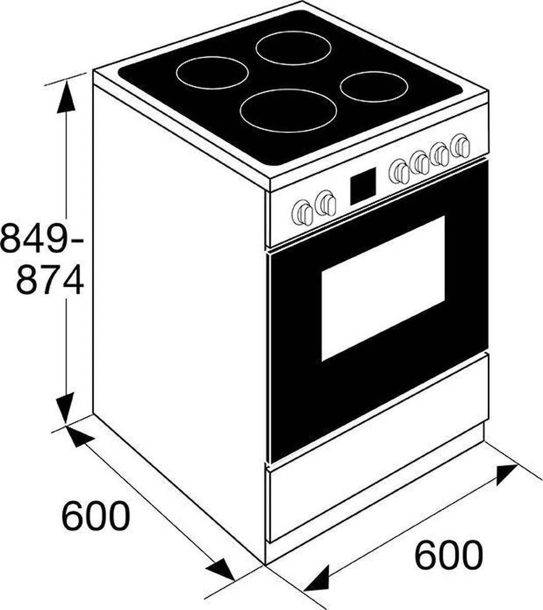 Etna FIV760RVS Vrijstaand Inductiefornuis 60cm - 4 Zones - RVS