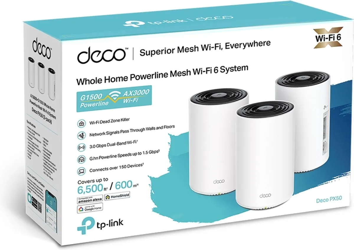 TP-Link Deco PX50 Powerline Mesh WiFi AX 3000 - 3 Stuks